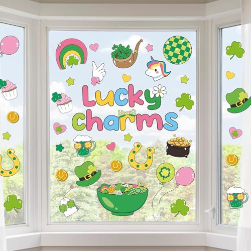 Zoiiwa 9 Sheets St. Patrick's Day Decorations St. Patrick's Charms Window Clings