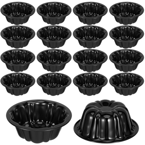 Afcabakila Mini Fluted Tube Cake Pan Carbon Steel Nonstick Flower Shape Baking 4.5 Inch 16Pcs