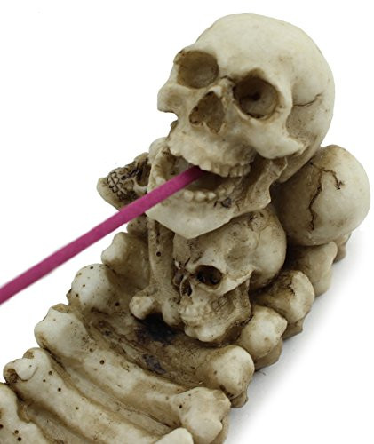 We Pay Your Sales Tax Scary Skull Incense Burner Holder Skull Mound Statue Figurine Aromatherapy Home 10 Inch