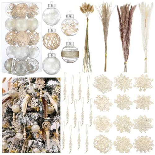 Vertintong Boho Christmas Tree Decoration Set Include 50 Dried Pampas Grass 20 106 Pcs