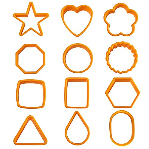 Xipegpa Color Plastic Cookie Cutters Heart Star Triangle For Vegetable Fruit Cutters 12Pcs