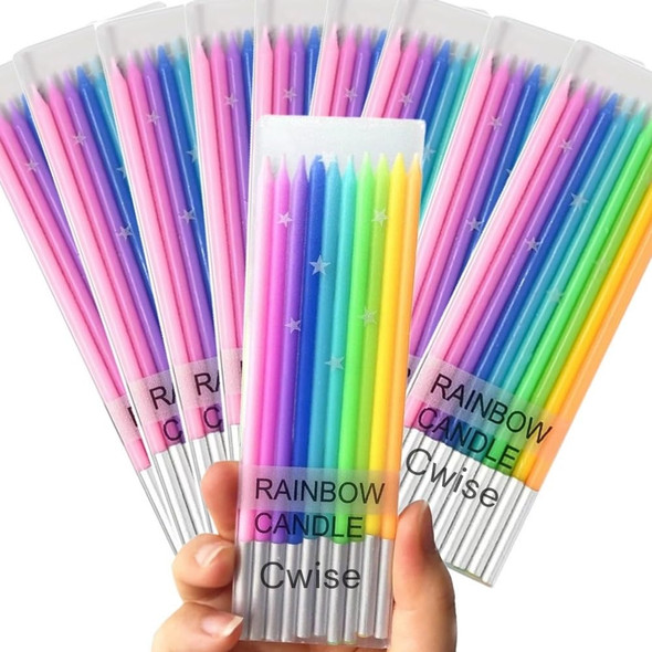 Cwise Rainbow Birthday Candles 100 Count Silver