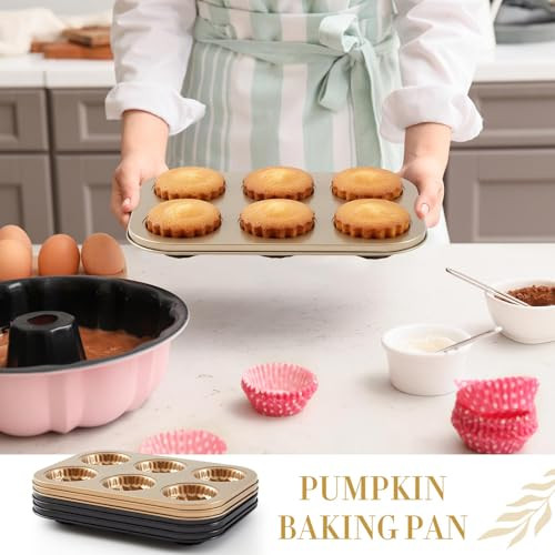 Lemonroad Mini Fluted Cake Pan Set Of 6 6Cavity Nonstick Mini Tube Set Of 6