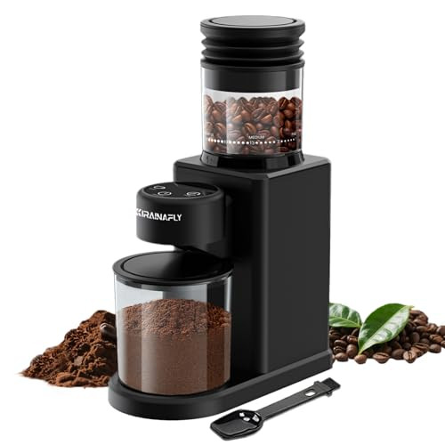 Kirainafly Conical Burr Coffee Grinder Electric Coffee Bean Grinder With 25 Precise Black
