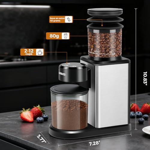 Caukins Electric Coffee Grinder For Home and Caf's: Automatic 25Setting Conical Burr 120G