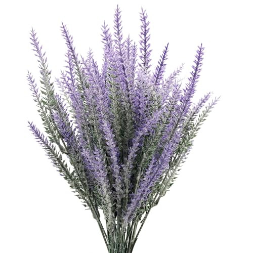 Lyrtrees Artificial Lavender Stems Purple Faux Flowers 15Inch Decorative Floral Spray Faux 6 Bundles Purple