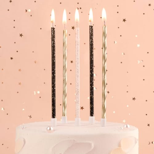 Phd Cake Gold Black White Long Thin Birthday Candles Cake Candles Birthday Parties Gold
