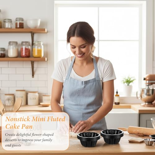Ianfan Mini Cake Pans For Baking Nonstick Fluted Cake Pan Carbon Steel 4 Inch 16 Pcs