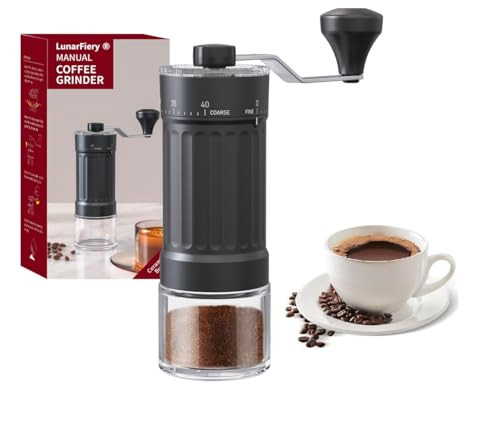 Lunarfiery Manual Coffee Bean Grinder Hand Coffee Grinder With Ceramic Burr and