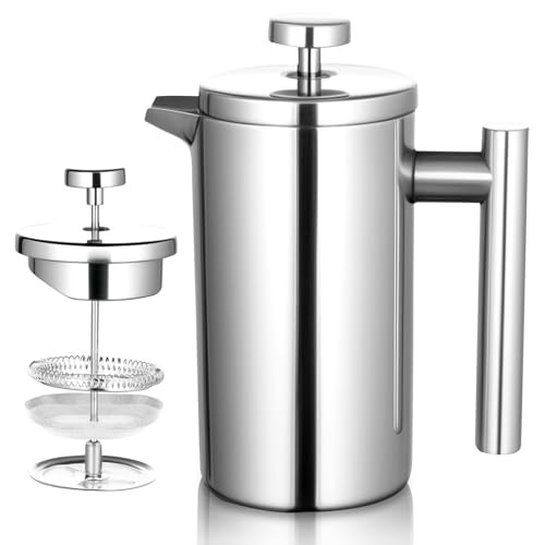 Frutpunch French Press Coffee Maker With Scale 304 Stainless Steel French Press 17Oz Stainless Steel