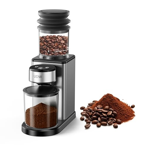 Udw Home Coffee Grinder Conical Burr Grinder With 25 Settings 60Second Timer 25 Set Stainless Steel