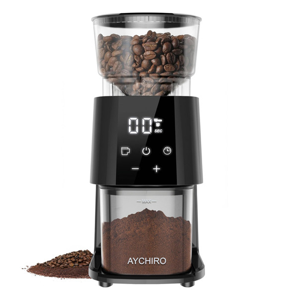 Aychiro Burr Coffee Grinder Electric Adjustable Burr Mill With 30 Grinding Settings 12 Cups