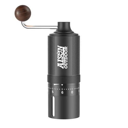 Aisunoutdoor Portable Manual Coffee Grinder With Ceramic Conical Burr Stainless Steel Axle Stainless Steel