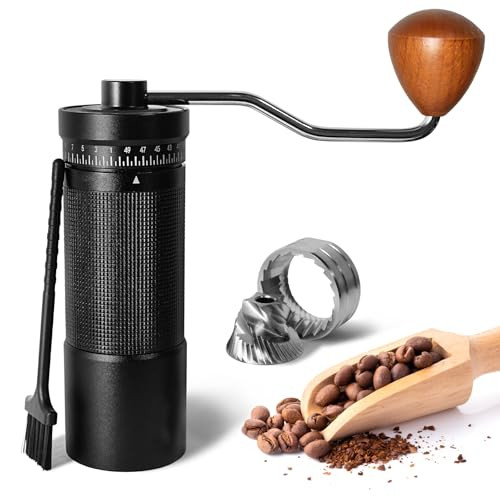 Fvimzailon Manual Coffee Grinder With Digital External Adjustable Settings Portable Hand Grinder 30G Stainless Steel