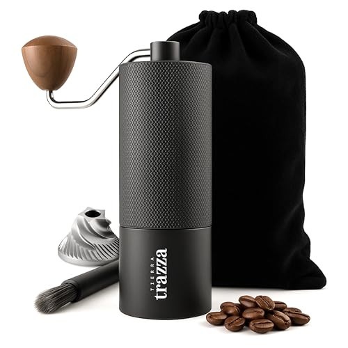 Tierra Trazza Manual Coffee Grinder Conical Burr Coffee Grinder With Stainless Steel Burrs Stainless Steel