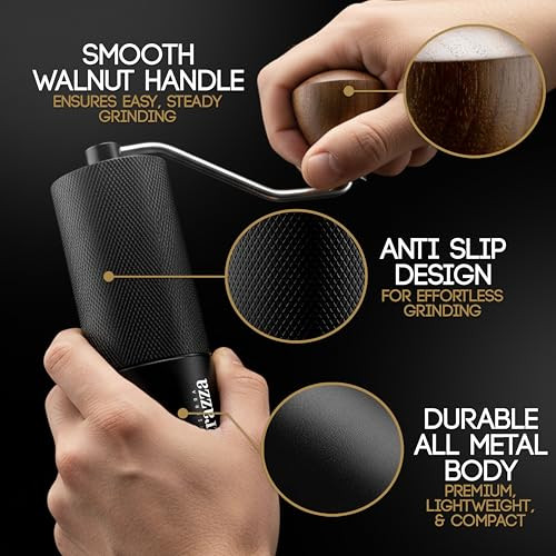 Tierra Trazza Manual Coffee Grinder Conical Burr Coffee Grinder With Stainless Steel Burrs Stainless Steel