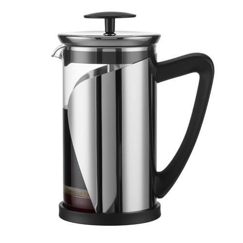 Kyz French Press Coffee Maker 304 Stainless Steel With 4 Level Filter 20Oz Stainless Steel