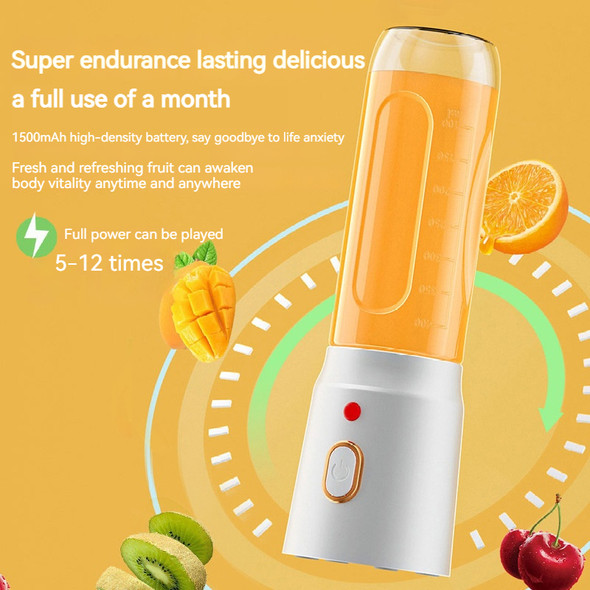 Zoeydam Portable Wireless Blender Electric Fruit Juicer Machine For Orange Ice Crushing 10 Blade Auxiliary Food Machine 1500mA Mixer - White