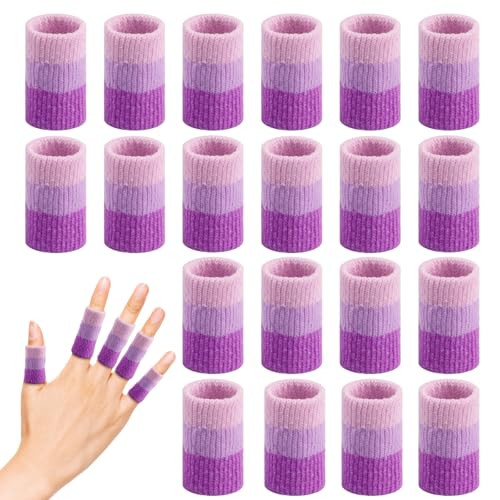 Asofelk 20Pcs Crochet Finger Guard 39Inch Finger Covers Compression Crochet Finger Sleeves For Knitting Finger Protector Breathable Finger Cushion For Writing