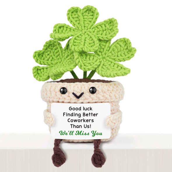 Qallicon Good Luck Gifts Mini Handmade Crochet Four Leaf Clover Birthday Gifts For Women Lucky Graduation Retirement Housewarming For Coworker Couple Bestie Sister Parents Friend