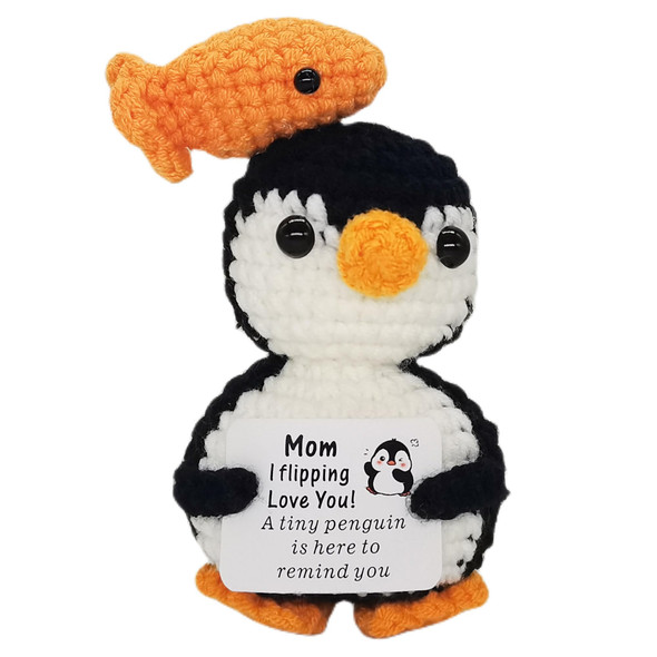 Qyqkfly Handmade Crochet Positive Penguin Birthday Gifts For Brother Boy Friend Mini Funny Brother From Sister Brother Easter Basket Stuff Essential For Birthday Graduation Gifts