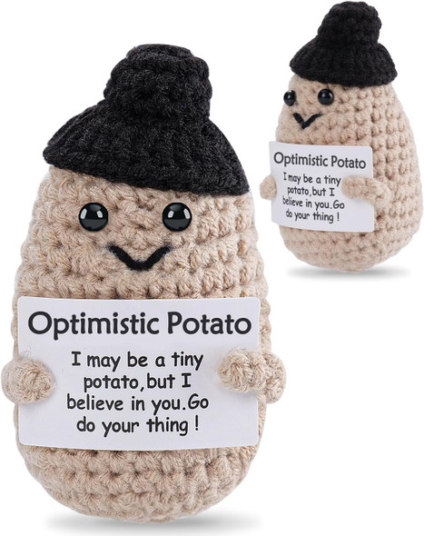 Jelutar Mini Funny Sunflowers 3 Inch Knitted Doll With Optimistic Card For Cheer Up Gifts And Party Decorations Cute Sunflower Plant Crochet Doll For Birthday Gifts Sunflower Plant