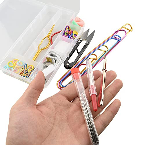 Hahiyo Knitting Accessories Set With Storage Box Needles Stitch Holders Markers Unpicker Crochet Beginner Experienced Stitchers Kit 69 Pieces In One For Sweaters Socks Yarn Sewing Crochet Embroidery