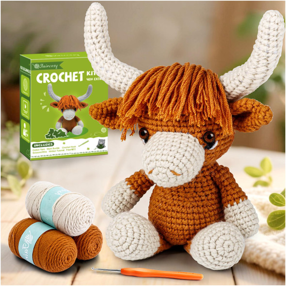 Faircosy Dinosaur Crochet Kit For Beginners 2Pcs Crochet Animal Kits For Adults Learn To Crocheting Cute Amigurumi Starter Kit With Written Pattern and Video Tutorials 40%+ Yarn Extra