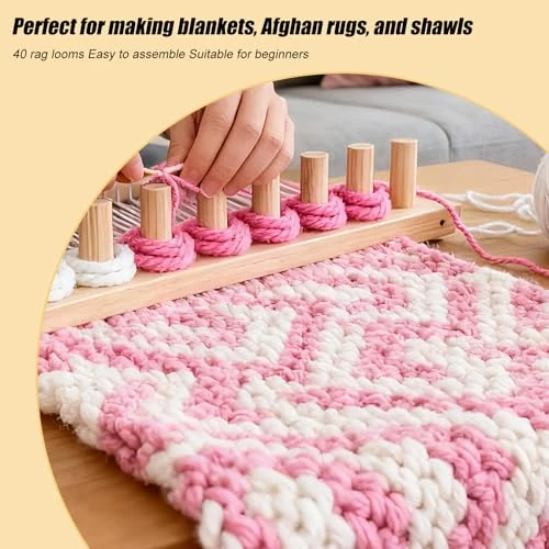 Sinbana Chunky Blanket Loom Kit 90Cm/35In Wooden Chunky Knitting Blanket Loom Durable 3In1 Crochet Knitting Tool Set Suitable For Beginners Craft Enthusiasts