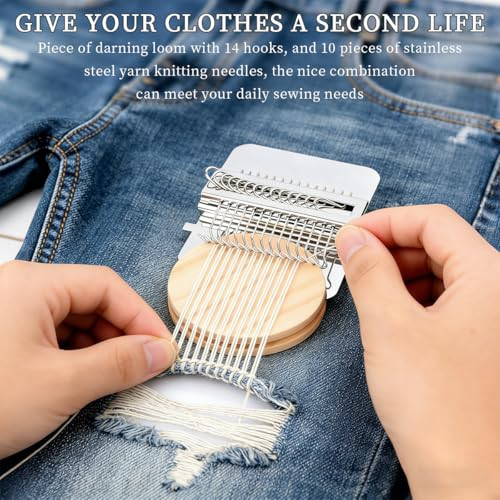 Uniqus Knit Patch Kit Patch Maker Mending 20 Portable Knit Repair Tool For Beginners 14 Hooks and 9 Needles For Socks Jeans and Clothes