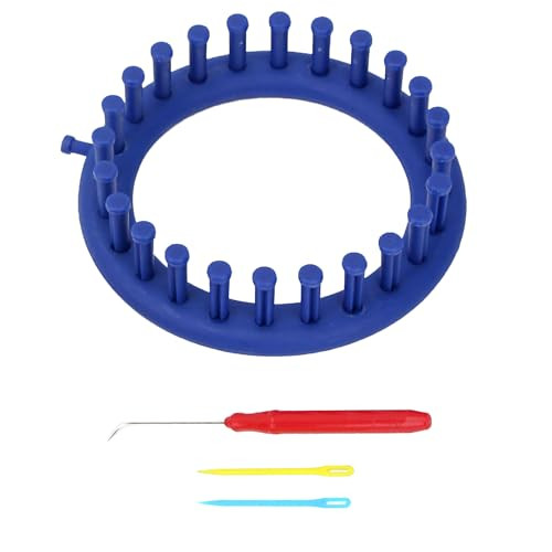 Uniqus Round Plastic Knit Quick Knitting Set Diy Crochet Handmade Craft Kit With Crochet Hook And Needle Suitable For Beginners And Knitting Lovers Blue