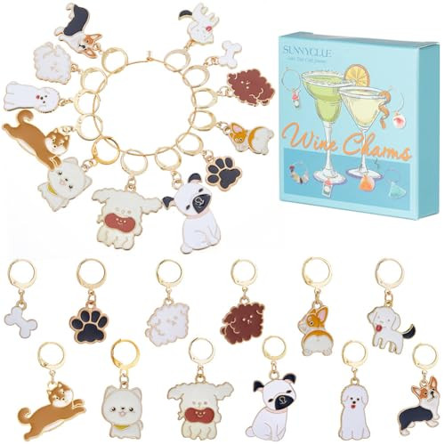 Sunnyclue 1 Box 24Pcs Stitch Markers Crochet Stitch Marker Cute Enamel Dog Charms Knitting Stitch Clip On Removable Leverbacks Zipper Pull Charm Locking Knitting Markers For Yarns Diy Sewing Quilting