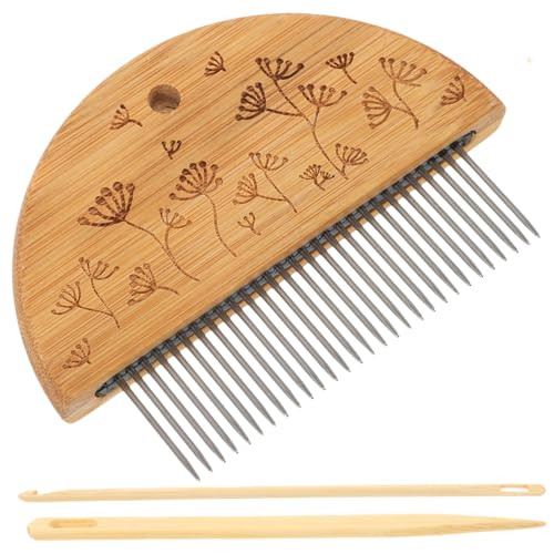 Angoily Weaving Comb Set Wood Knitting Loom Tool With Large Eye Needle And Crochet Hook For Tapestry Wall Hanging Diy Craft Hand Looming Accessories For Beginners