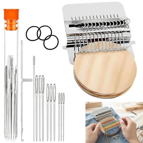 Uniqus Knit Patch KitPatchmaker 20 Kit Portable Patch Darning Loom Kit Patchwork Weaving Tool Set For Quickly Sewing Repair Loom Knitting Kit For Beginners 14 Hooks