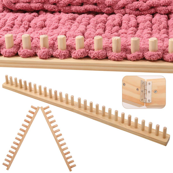 Maileiduo 48 Chunky Blanket Loom Wooden Knitting Loom Kit For Chunky Yarn Blanket Loom For Chunkyyarn Throws Thickyarn