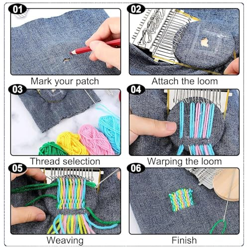 Uniqus Patchmaker 20 Kit Knitting Kit For Beginners Mini Portable Patch Darning Kit Patchwork Weaving Tool Set For Quickly Sewing Repair Sewing Craft Supplies