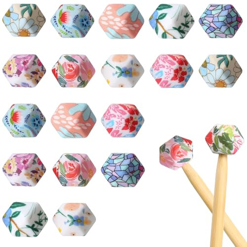 Gjinxi 18 Pcs Knitting Needle Stoppers Hexagon Knitting Stitch Holders Needle Caps Silicone Point Protectors For Knitting Accessories And Gadgets