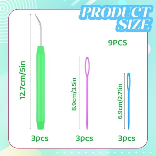 Asofelk 9Pcs Knitting Loom Hooks And Needles Set 3 Pack Ergonomic Knit Pickers With 6 Plastic LargeEye Yarn Needles Professional Loom Weaving and Diy Crafting Tools
