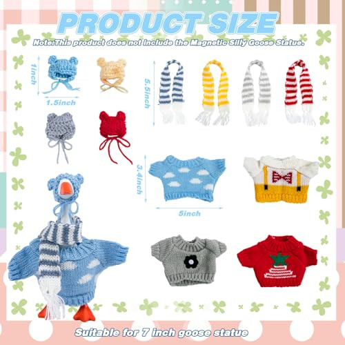 Neowedding 4 Set Desk Goose Outfits 7 Inches Mini Desk Goose Clothes Mini Knitting Sweater With Hats and Scarves Desktop Goose Outfits Decor Accessories For Magnetic Desk Goose Or Duck Statue