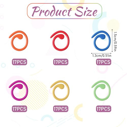 Hariendny 102 Pcs Metal Spiral Stitch Markers Knitting Markers Rings Crochet Stitch Rings Colorful Markers Stitch Crochet Locking Markers For Diy Craft Project Knitting And Crocheting