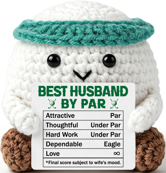 Jeangamo Dad Birthday Gifts From Daughter Son Wife Golf Daddy For Men Fathers Funny Handmade Crochet Golf Ball Accessories For Dad Daddy Papa Bonus Best Dad By Par Christmas Desk Decor
