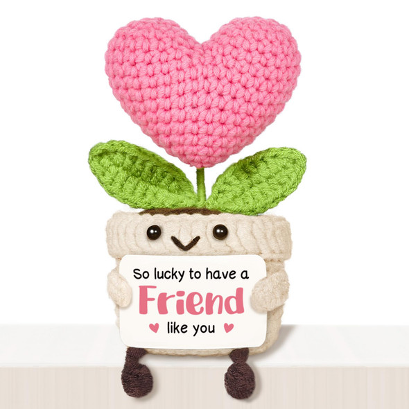 Heartglint Nurse Gifts Mini Handmade Crochet Pink Heart Flower Nurse Essentials Positive Support Graduation Gifts Nurses Week Presents For Women