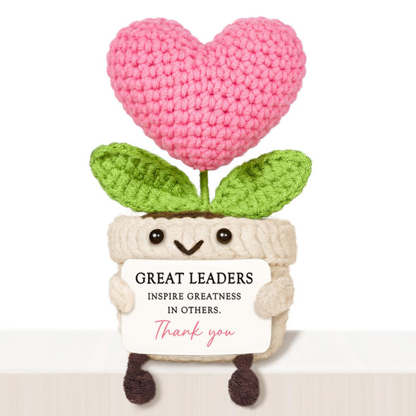 Heartglint Nurse Gifts Mini Handmade Crochet Pink Heart Flower Nurse Essentials Positive Support Graduation Gifts Nurses Week Presents For Women