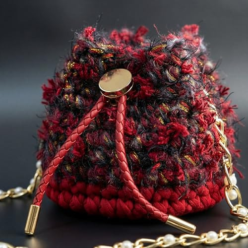 Nytale Beginner Crochet Kit For Adults Midnight Rose Mini Bucket Bag Diy Knitting Starter Pack With Luxury Velvet Yarn Pearl Chain and StepByStep Video Tutorials Beginner Friendly