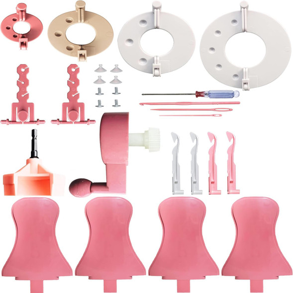 Azanu 32 Pcs Set Sentro 40/48 Knitting Machine Accessories Various Weaving Loom Round Knitting Machines Replacement Tools Include Adapter Handle Tensioner And Knit Hook Kit For Adults and Kid