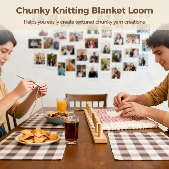 Omistar 236 Chunky Knitting Blanket Loom Wooden Diy Weaving Loom Kit Adjustable Modular Blanket Frame Includes Assembly Hardware 2In1 Knitting Loom For Blankets Throws Afghans Wood