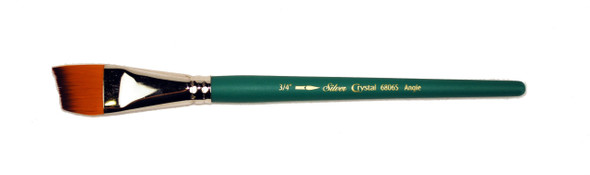 Silver Brush Limited 6806S034 Crystal Golden Synthetic Filament Short Handle Brush With Brown Tip And Nickel Plated Brass Ferrules Angle 3/4Inch