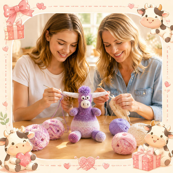 Jyzjdke Highland Cow Beginner Crochet Kit For Adults Complete Crochet Animal Kit With Yarn Hook StitchByStitch Manual Tutorial Easy Crochet Starter Kit Holiday Birthday Gifts Highland Cattle 2 Pack