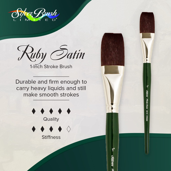 Silver Brush Limited 2511S Ruby Satin Stroke Brush For Fluid And Flow Acrylics Short Handle Size 1