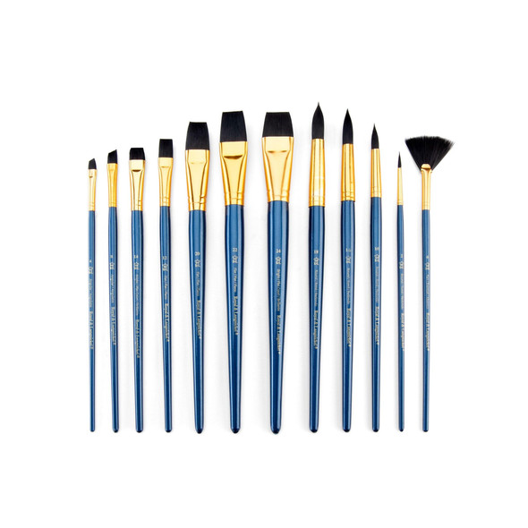 Royal and Langnickel 9300 Series 10760Zip N Close 12Piece Black Taklon Brush Set 1 Rset9301